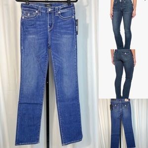 True Religion NWT Sz 28x32 Billie Big T Flap Straight Leg Mid Rinse